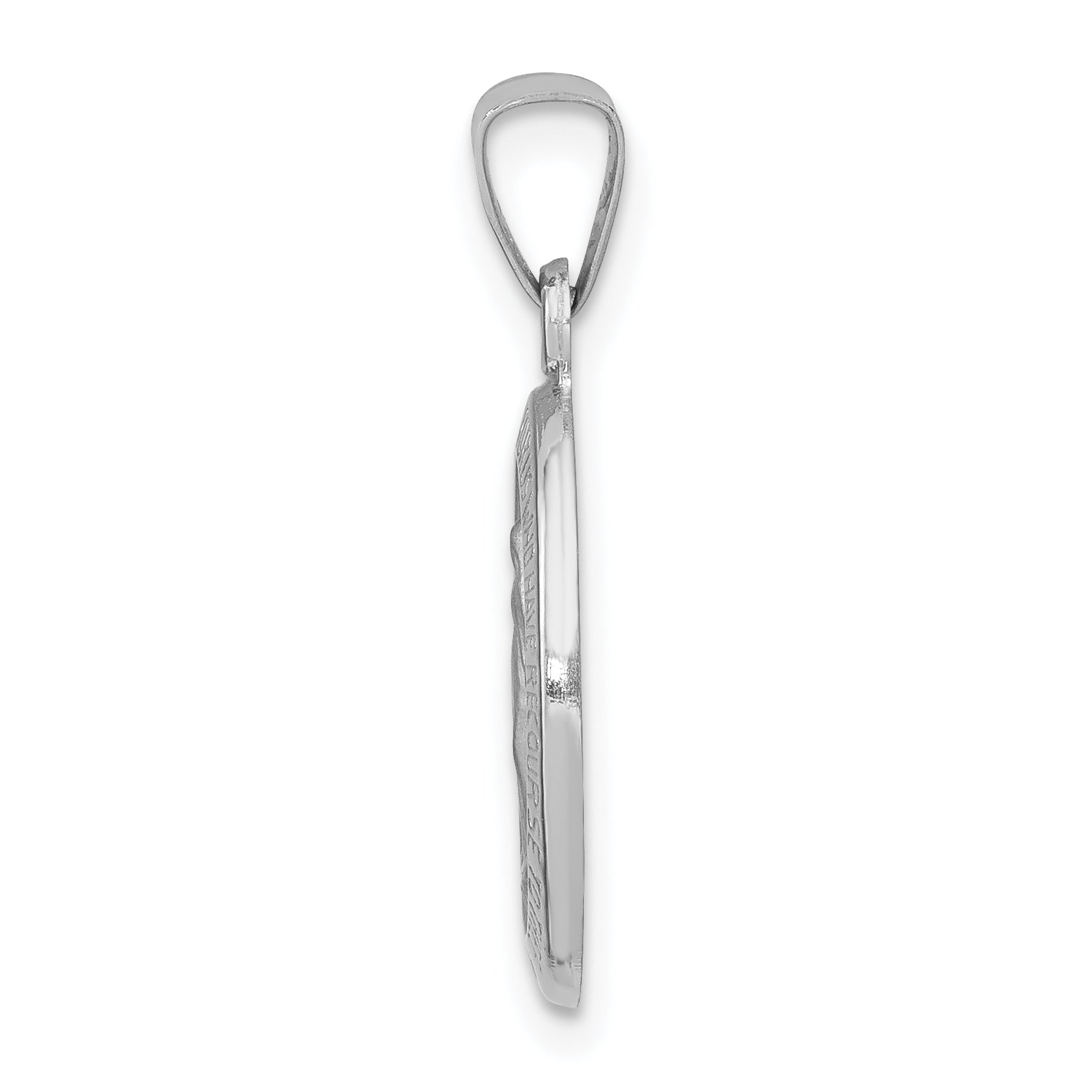 14k White Gold 14k White Gold Polished/Satin Miraculous Medal Hollow Pendant