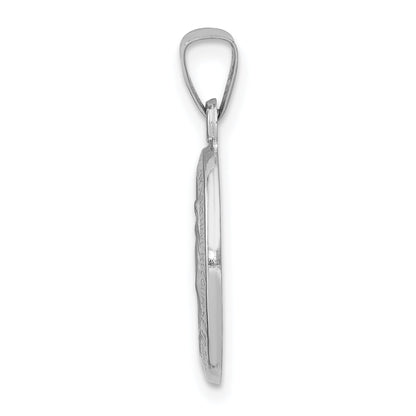 14k White Gold 14k White Gold Polished/Satin Miraculous Medal Hollow Pendant