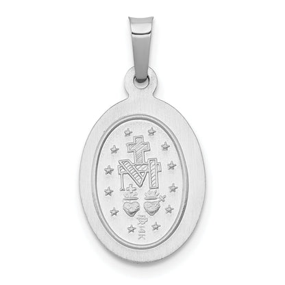 14k White Gold 14k White Gold Polished/Satin Miraculous Medal Hollow Pendant
