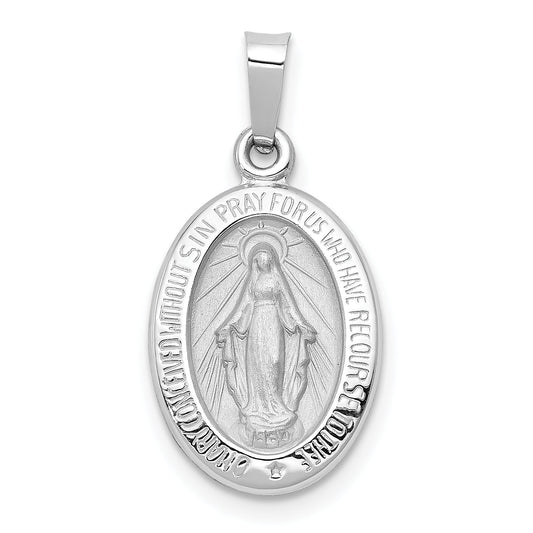 14k White Gold 14k White Gold Polished/Satin Miraculous Medal Hollow Pendant