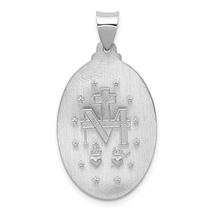 14k White Gold 14k White Gold Polished/Satin Miraculous Medal Hollow Pendant