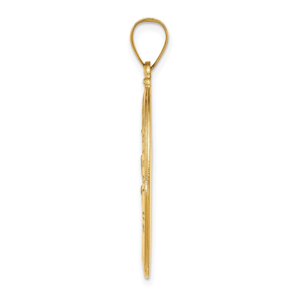 14k Yellow Gold 14k Polished and Satin St Christopher Medal Hollow Pendant