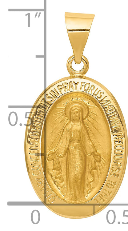 14k Yellow Gold 14k Hollow Polished And Satin Miraculous Medal Pendant