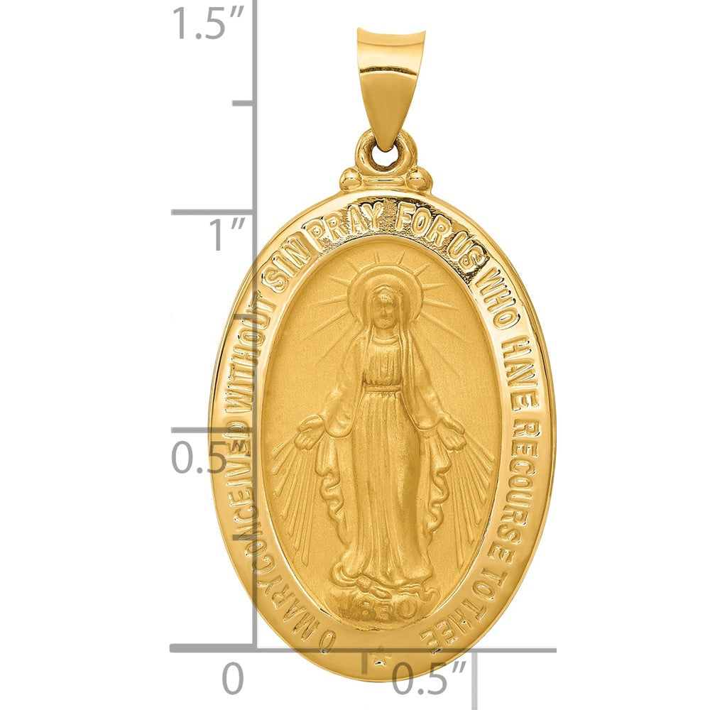14k Yellow Gold 14k Hollow Polished And Satin Miraculous Medal Pendant
