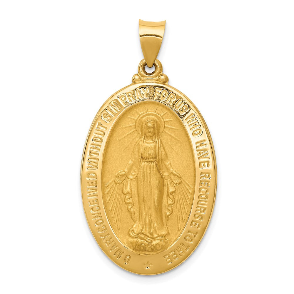 14k Yellow Gold 14k Hollow Polished And Satin Miraculous Medal Pendant