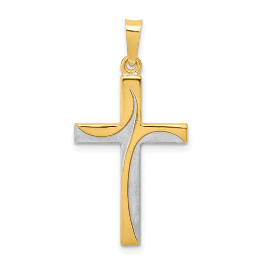 14k Yellow & Rhodium 14K Rhodium Satin and Polished Latin Cross Pendant