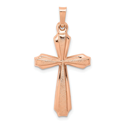 14k Rose Gold 14K Rose Gold Textured And Polished Passion Cross Pendant