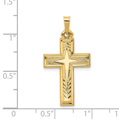 14k Yellow Gold 14k Brushed and Polished Latin Cross Pendant