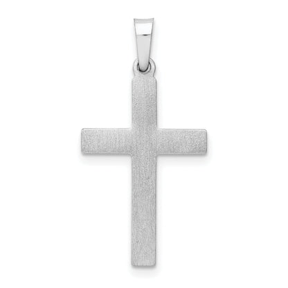 14k White Gold 14K White Gold Brushed and Polished Hollow Latin Cross Pendant