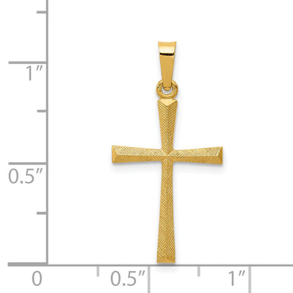 14k Yellow Gold 14k Textured and Polished Latin Cross Pendant