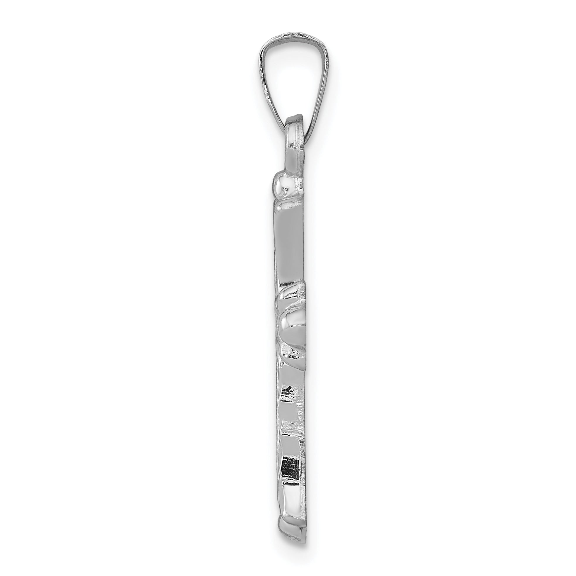 14k White Gold 14K White Gold Textured and Polished Fleur de lis Cross Pendant