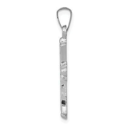 14k White Gold 14K White Gold Textured and Polished Fleur de lis Cross Pendant