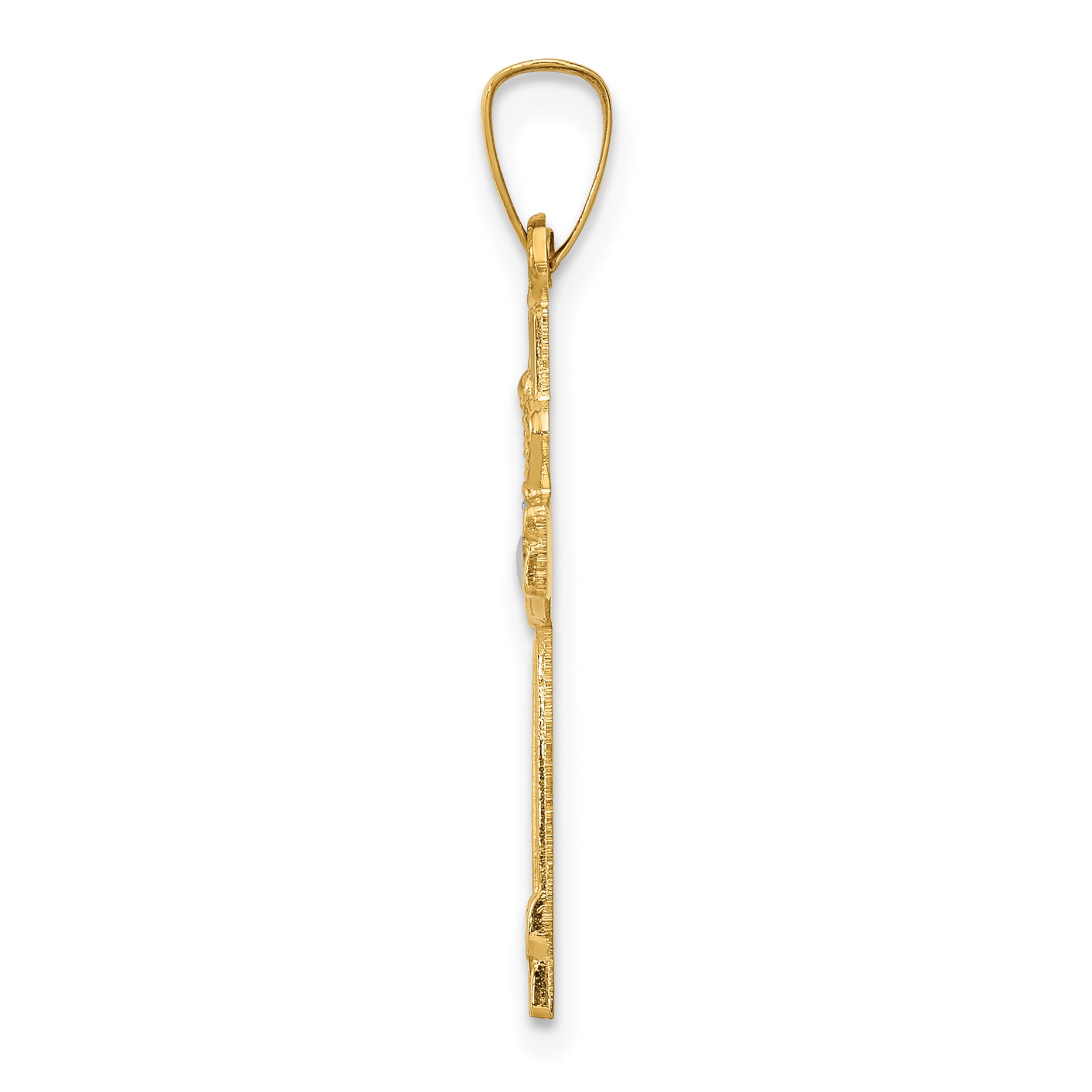 14k Yellow & Rhodium 14k and Rhodium Polished Claddagh Cross Pendant