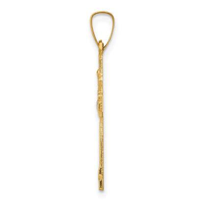 14k Yellow & Rhodium 14k and Rhodium Polished Claddagh Cross Pendant