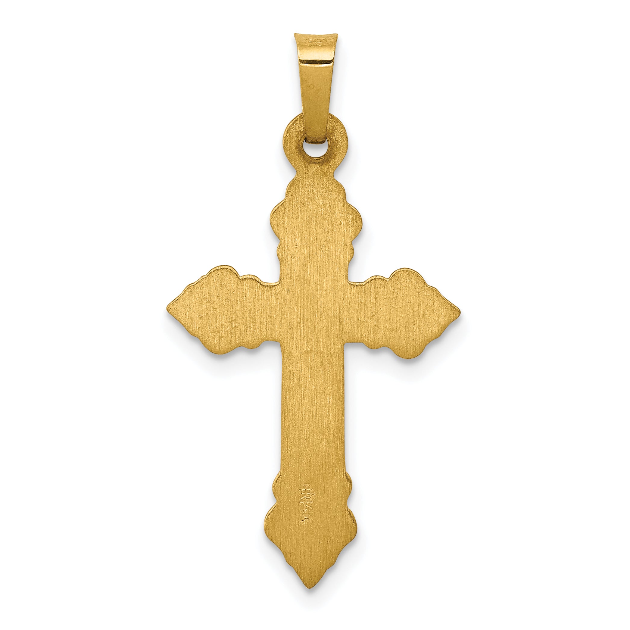 14k Yellow Gold 14k Brushed and Polished Budded Cross Pendant