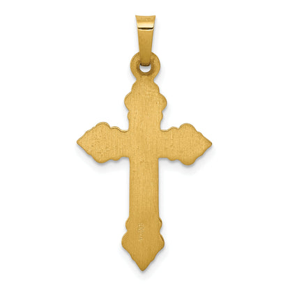 14k Yellow Gold 14k Brushed and Polished Budded Cross Pendant