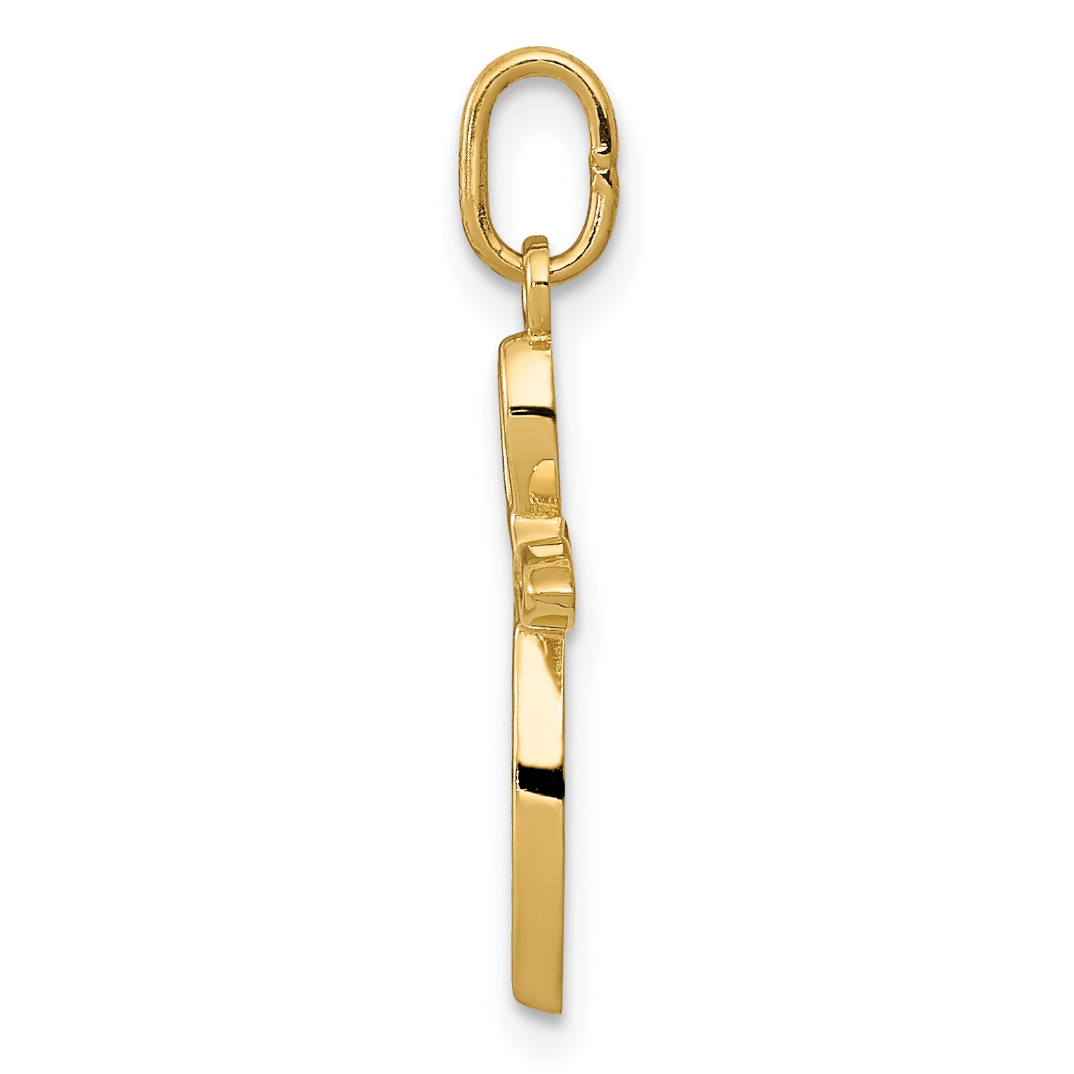 14k Yellow Gold 14k Gold Polished Small Ribbon Cross Pendant