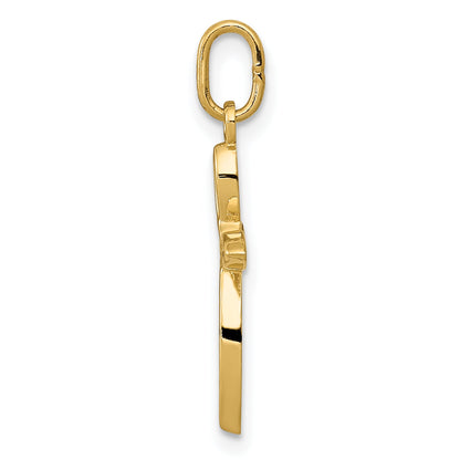 14k Yellow Gold 14k Gold Polished Small Ribbon Cross Pendant