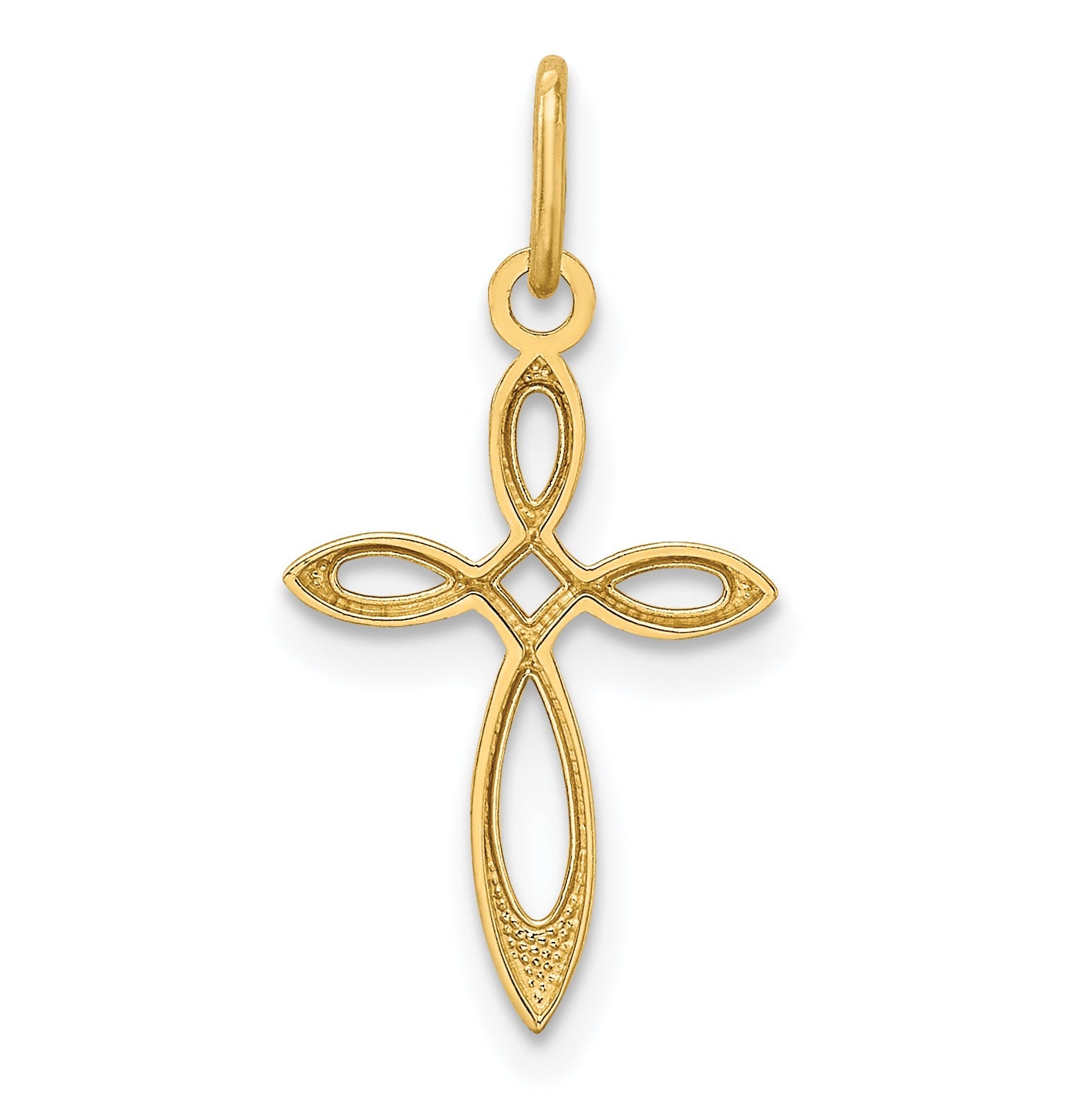14k Yellow Gold 14k Gold Polished Small Ribbon Cross Pendant