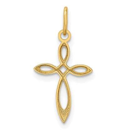14k Yellow Gold 14k Gold Polished Small Ribbon Cross Pendant