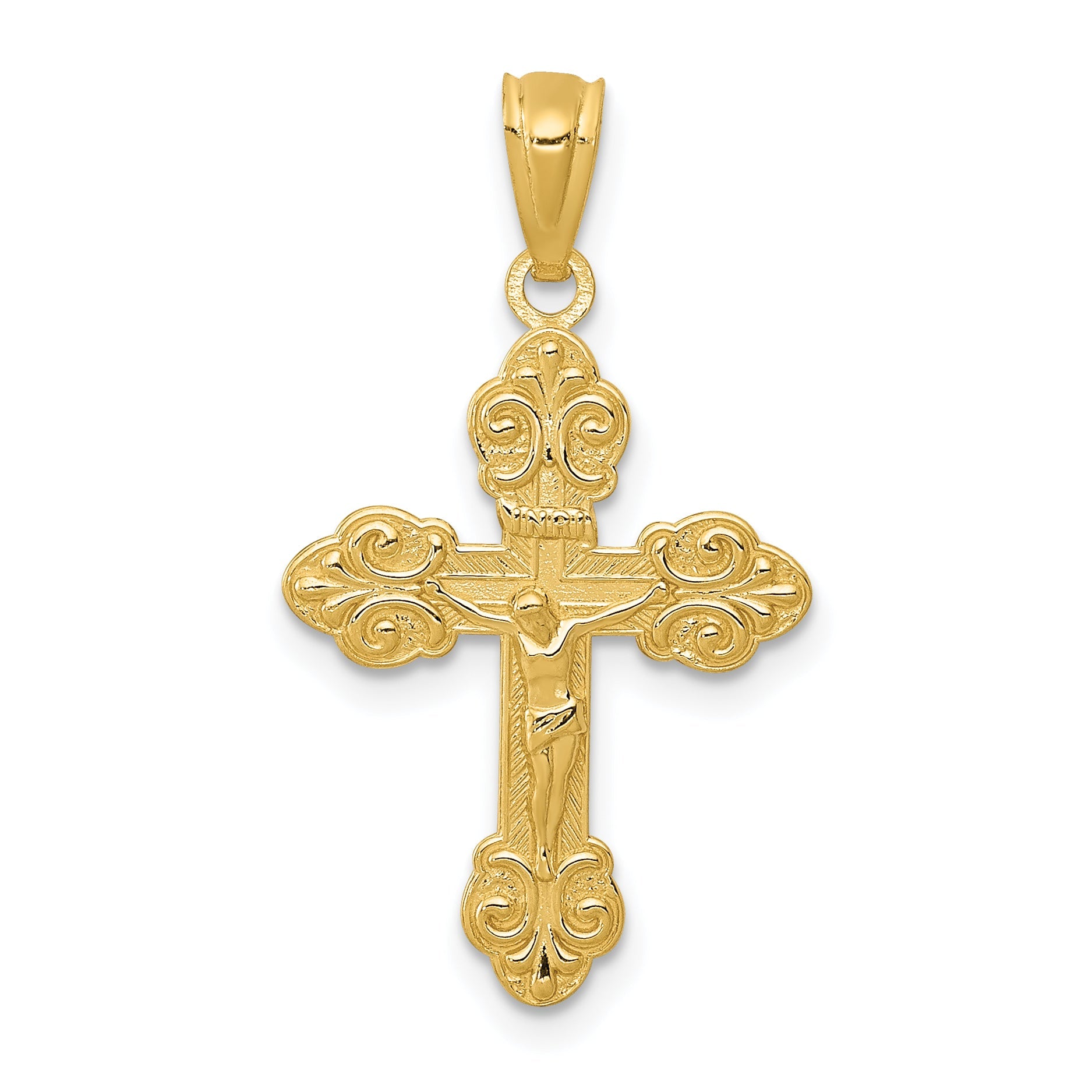14k Yellow Gold 14k Gold Polished INRI Small Crucifix Pendant