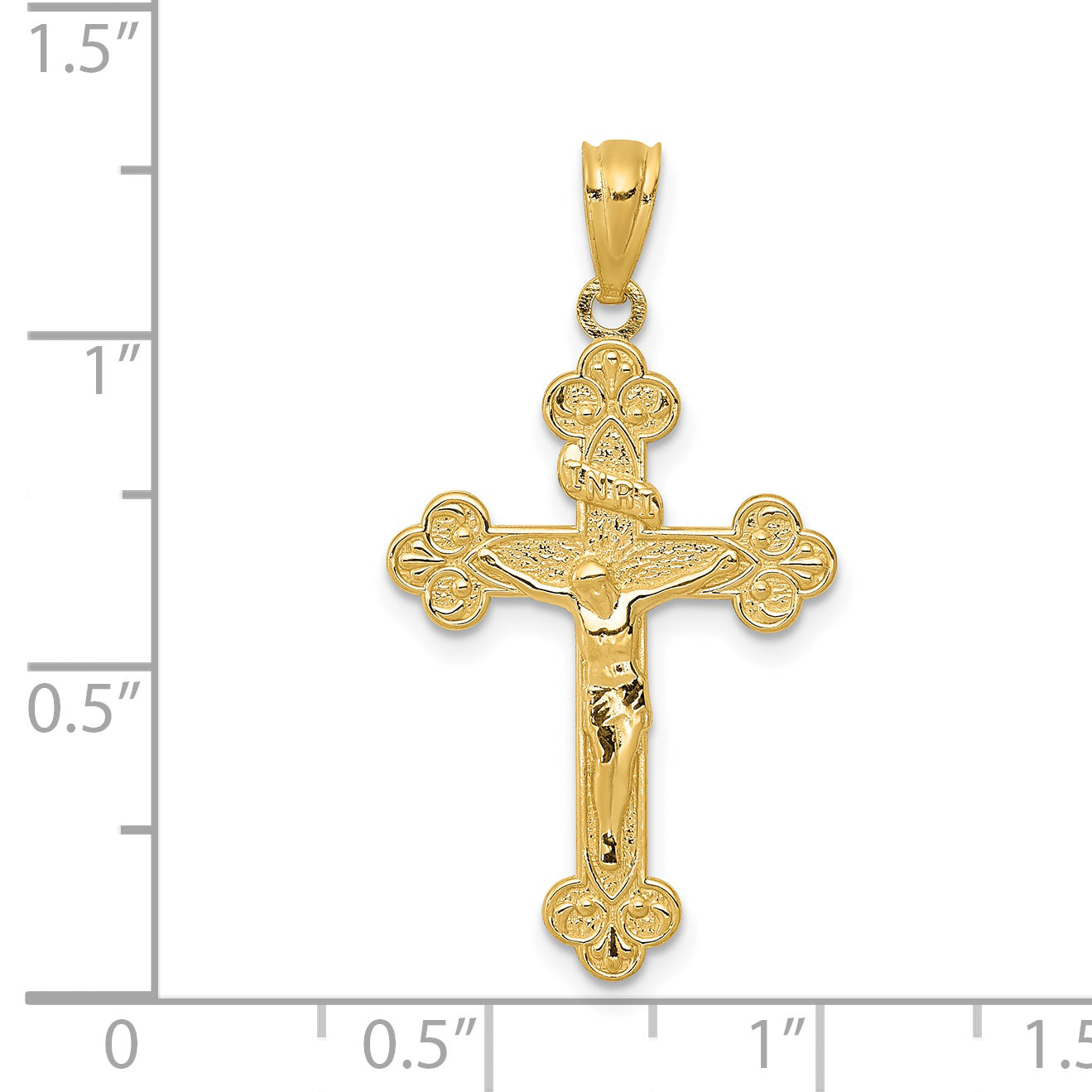 14k Yellow Gold 14k Gold Polished INRI Medium Crucifix Pendant