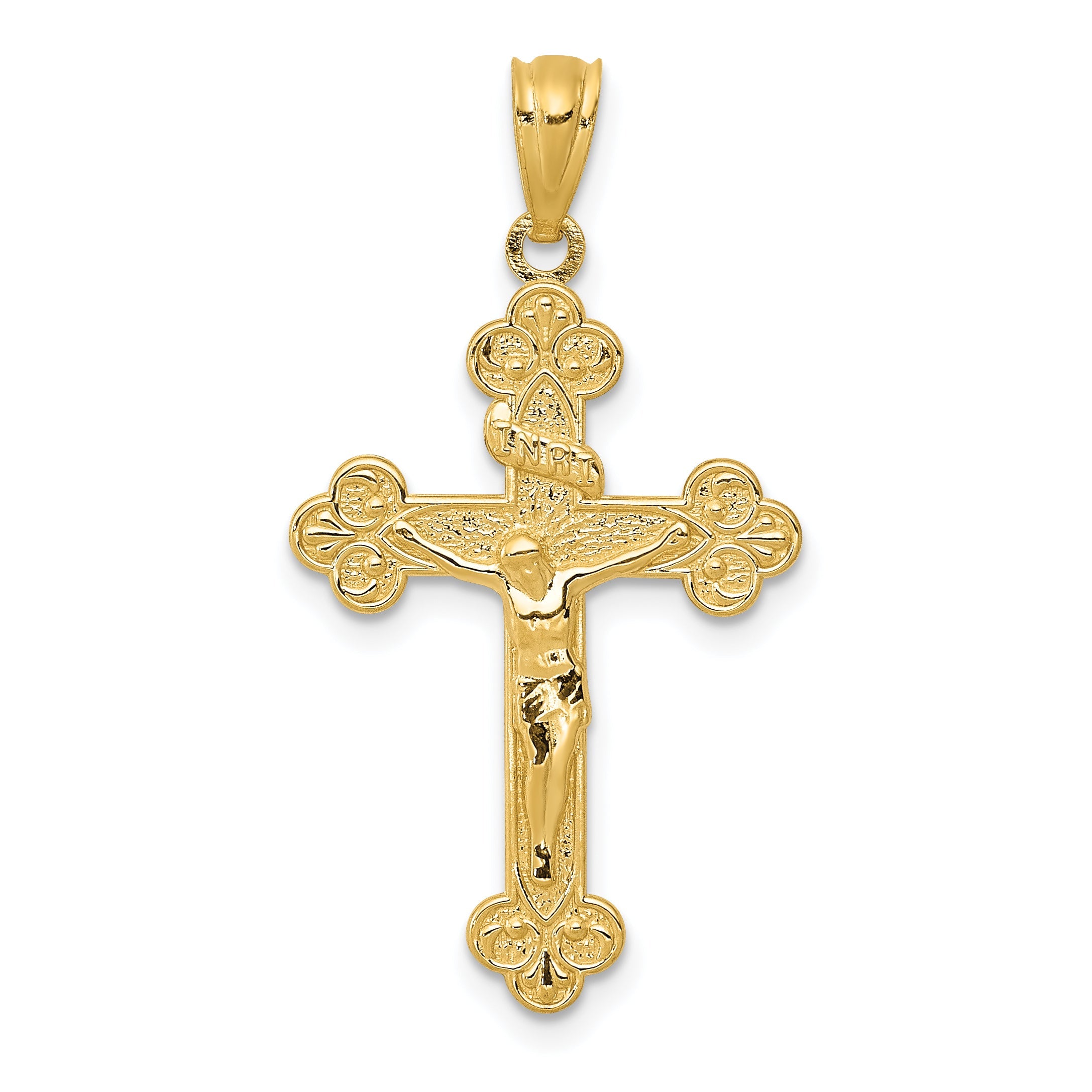 14k Yellow Gold 14k Gold Polished INRI Medium Crucifix Pendant