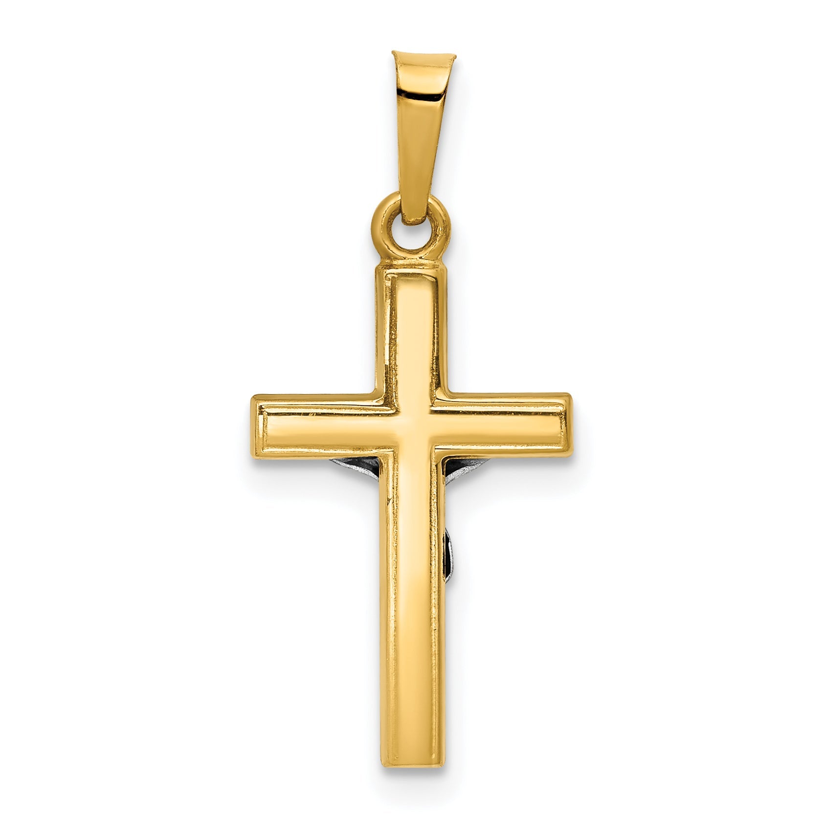 14k Yellow & Rhodium 14K w/Rhodium Polished Inri Crucifix Pendant