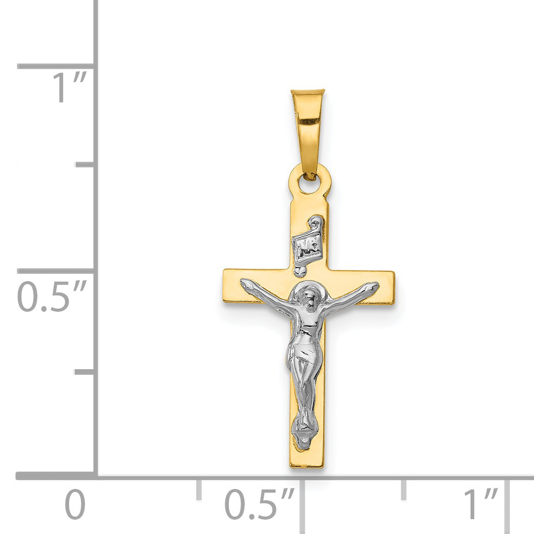 14k Yellow & Rhodium 14K w/Rhodium Polished Inri Crucifix Pendant