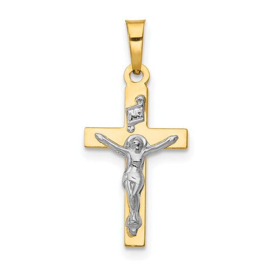14k Yellow & Rhodium 14K w/Rhodium Polished Inri Crucifix Pendant