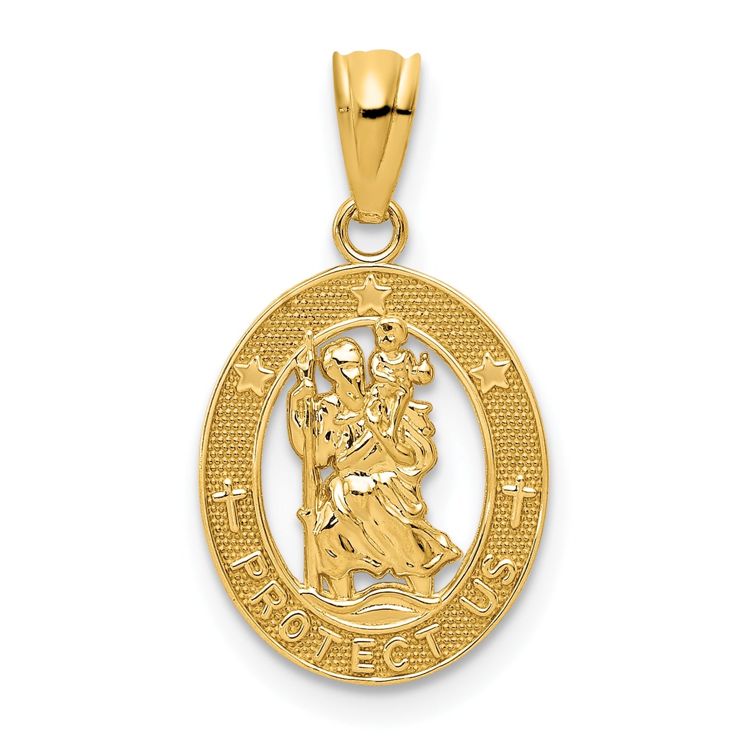 14k Yellow Gold 14k Gold Polished St Christopher Pendant