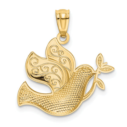 14k Yellow & Rhodium 14k w/Rhodium Peace Dove Pendant