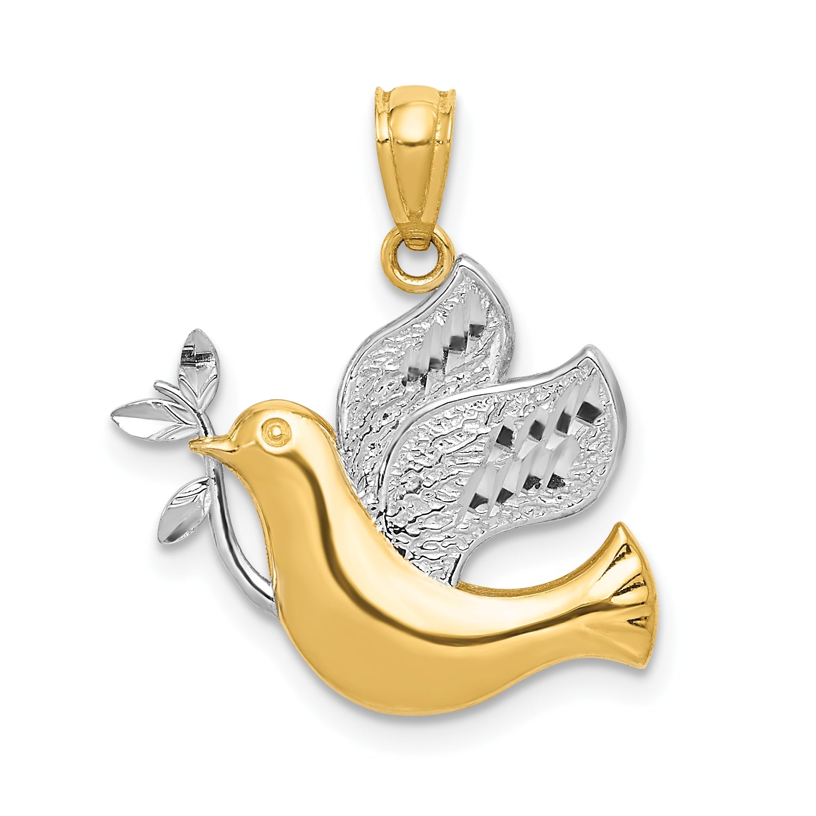 14k Yellow & Rhodium 14k w/Rhodium Peace Dove Pendant