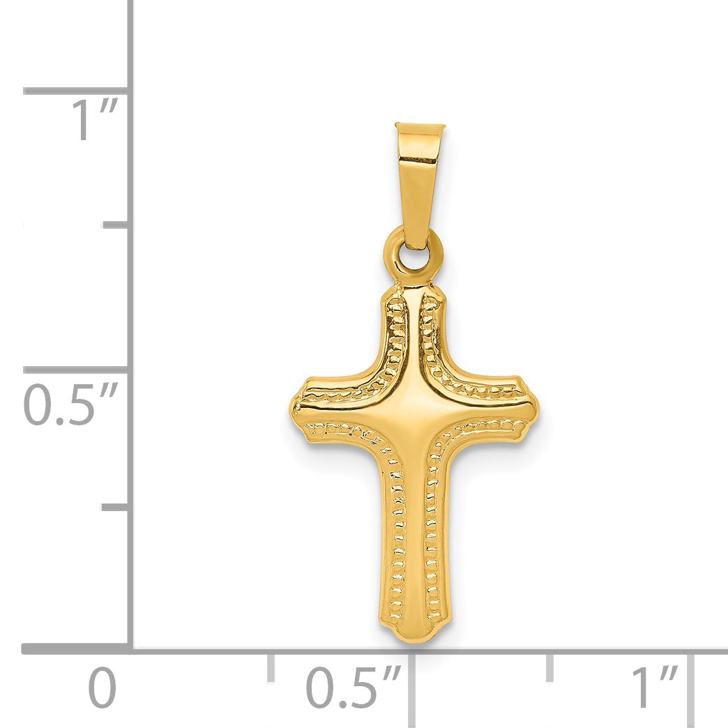 14k Yellow Gold 14k Polished and Textured Cross Pendant