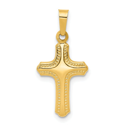 14k Yellow Gold 14k Polished and Textured Cross Pendant