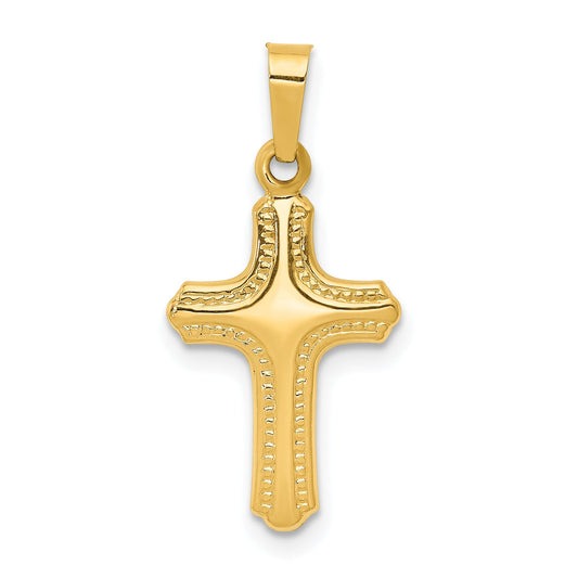 14k Yellow Gold 14k Polished and Textured Cross Pendant