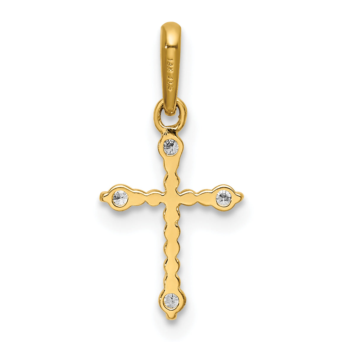14k Yellow Gold 14k Polished Beaded CZ Cross Charm