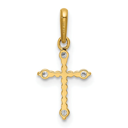 14k Yellow Gold 14k Polished Beaded CZ Cross Charm