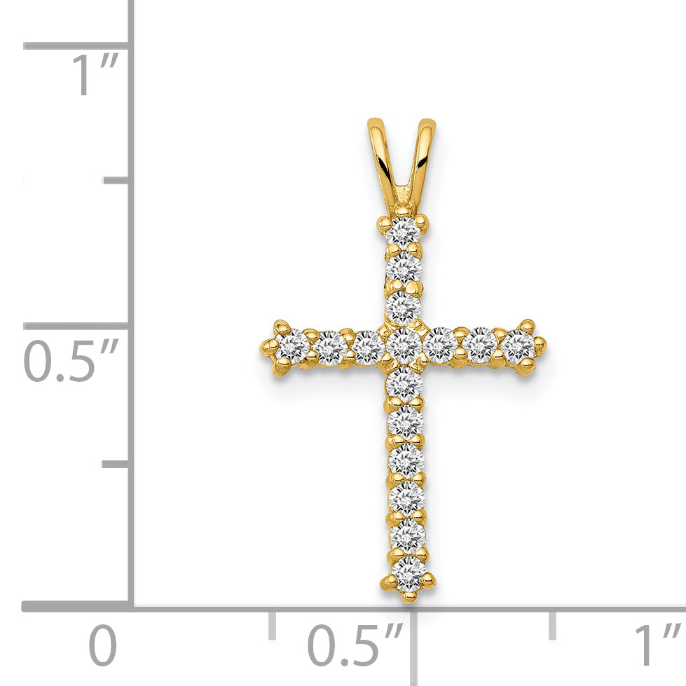 14k Yellow Gold 14k Polished CZ Cross Chain Slide