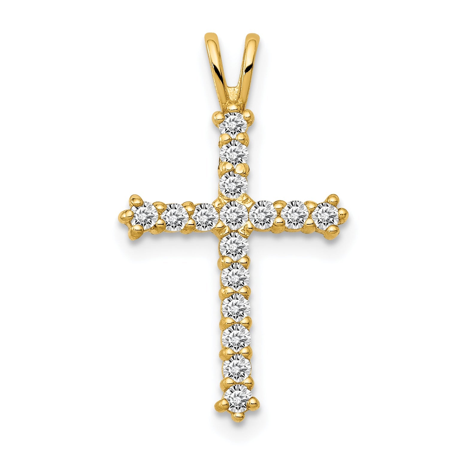14k Yellow Gold 14k Polished CZ Cross Chain Slide