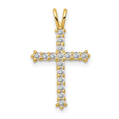 14k Yellow Gold 14k Polished CZ Cross Chain Slide