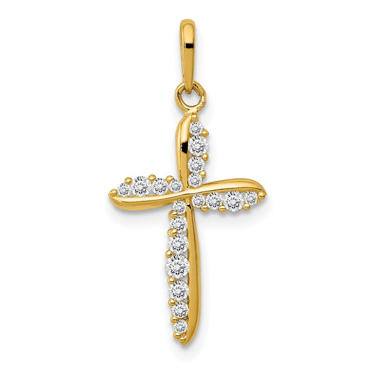 14k Yellow Gold 14k Polished CZ Cross Charm