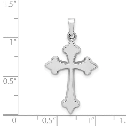 14k White Gold 14k White Gold Polished Fleur de Lis Cross Pendant