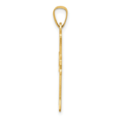 14k Yellow Gold 14k Polished Cut-out Fleur de Lis Cross Pendant