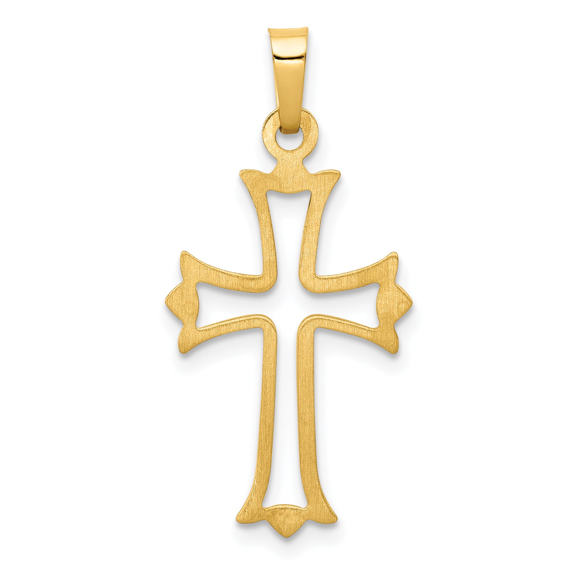 14k Yellow Gold 14k Polished Cut-out Fleur de Lis Cross Pendant