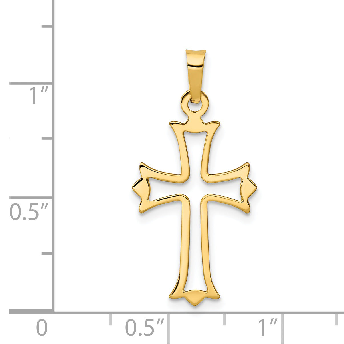 14k Yellow Gold 14k Polished Cut-out Fleur de Lis Cross Pendant