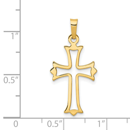 14k Yellow Gold 14k Polished Cut-out Fleur de Lis Cross Pendant