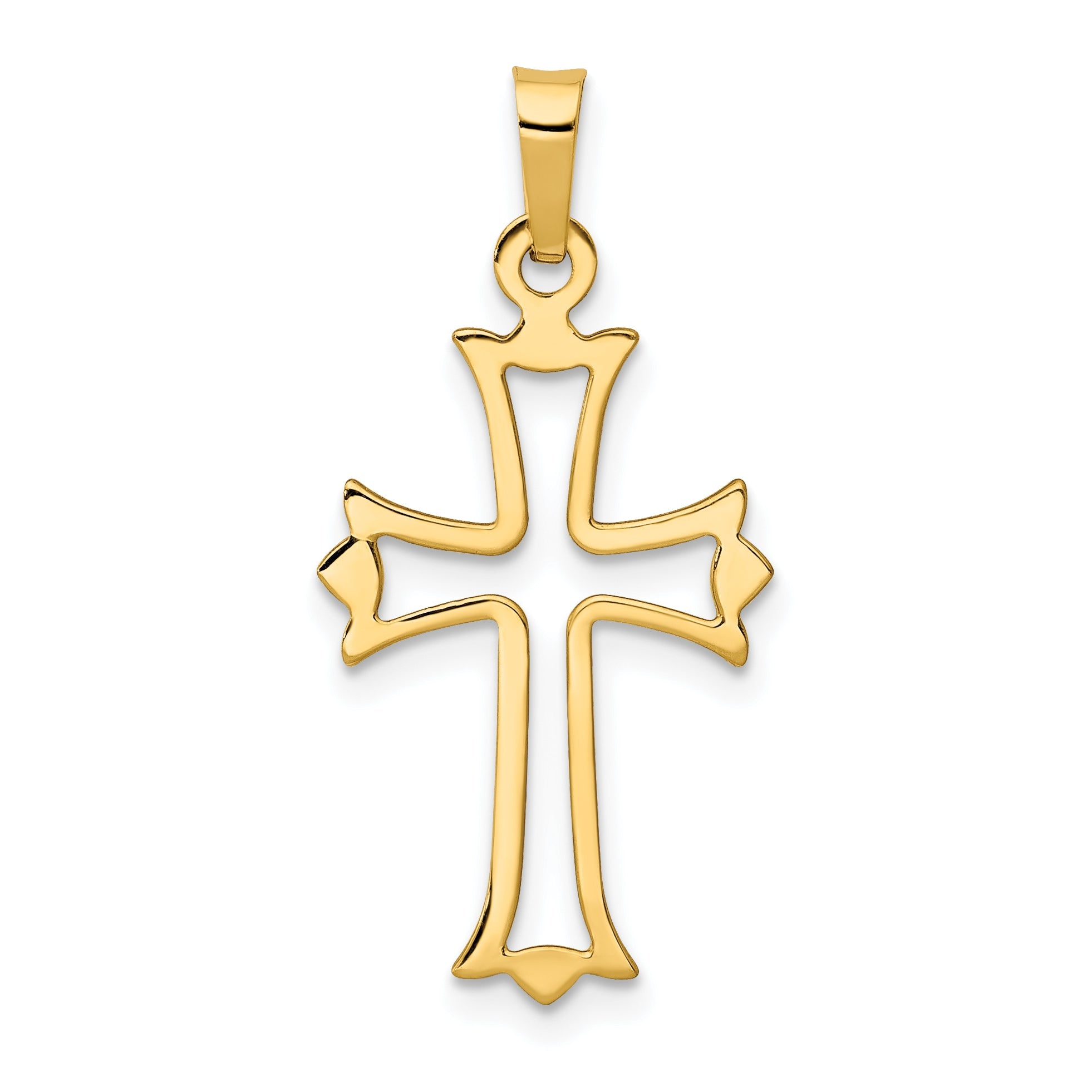 14k Yellow Gold 14k Polished Cut-out Fleur de Lis Cross Pendant