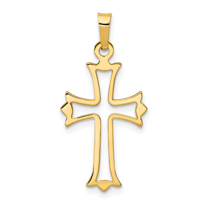 14k Yellow Gold 14k Polished Cut-out Fleur de Lis Cross Pendant