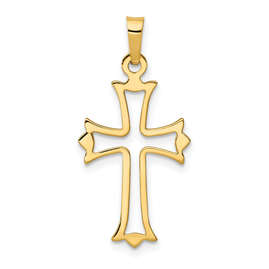 14k Yellow Gold 14k Polished Cut-out Fleur de Lis Cross Pendant